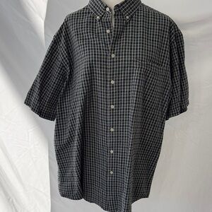 Cherokee Men's Navy and Green Plaid Short Sleeved Shirt